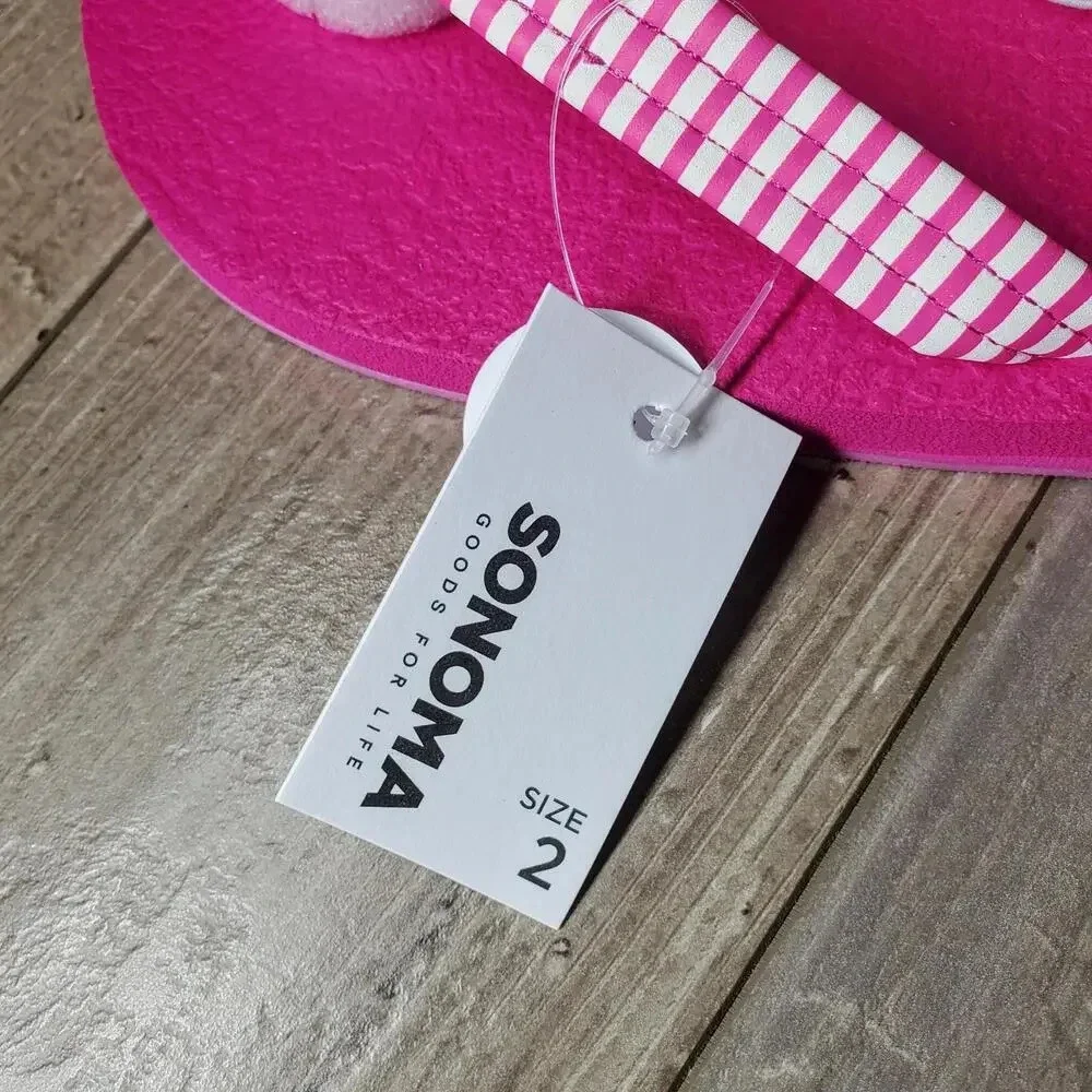 NWT Sonoma Goods for Life Sonnyy Kids Thong Sandals Pink Stripe Size 2